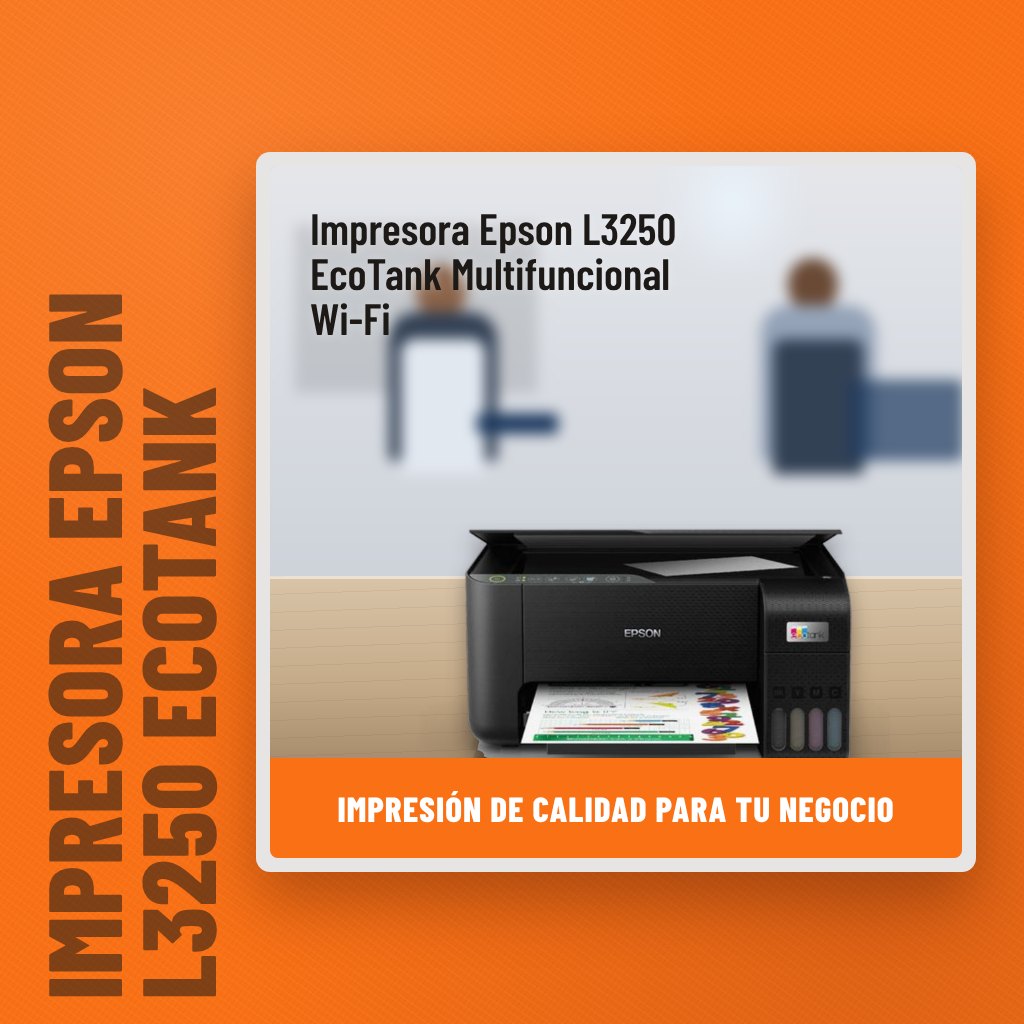 Impresora Epson L3250 EcoTank Multifuncional Wi-Fi en una oficina con un profesional al fondo