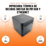 Impresora Térmica de Recibos 3nStar 80 mm USB y Ethernet: imagen promocional con 260 mm/s, papel 80 mm, usb y ethernet, cortador automático