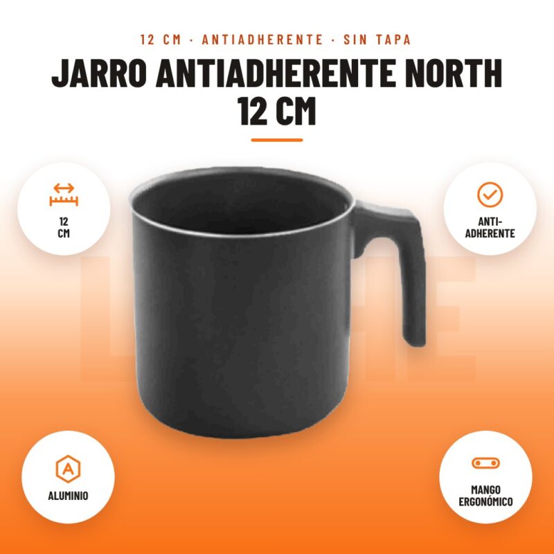 Jarro Antiadherente North 12 cm: imagen promocional con 12 cm, anti- adherente, aluminio, mango ergonómico