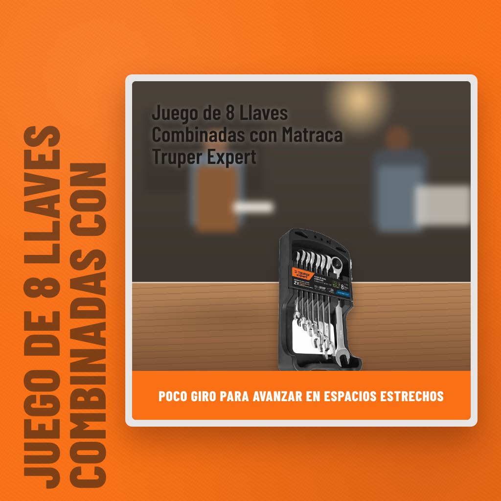 Juego de 8 Llaves Combinadas con Matraca Truper Expert en un taller con un profesional al fondo