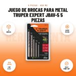 Juego de brocas para metal Truper Expert JBAV-5 5 piezas: imagen promocional con 5 brocas, acero m2 hss, 1/16" a 1/4", split point 130°