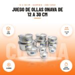 Juego de Ollas Onava de 12 a 30 cm: imagen promocional con con tapas, 12 a 30 cm, aluminio, aptas inducción