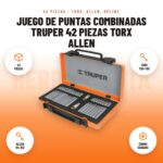 Juego de Puntas Combinadas Truper 42 Piezas Torx Allen: imagen promocional con 42 piezas, torx t20-t60, allen h4-h12, cromo vanadio