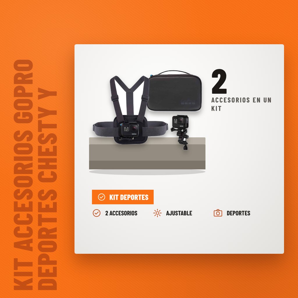 Kit Accesorios GoPro Deportes Chesty y Soporte Manillar sobre soporte con sus beneficios principales