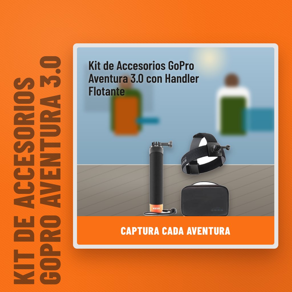 Kit de Accesorios GoPro Aventura 3.0 con Handler Flotante en un espacio al aire libre con un profesional al fondo