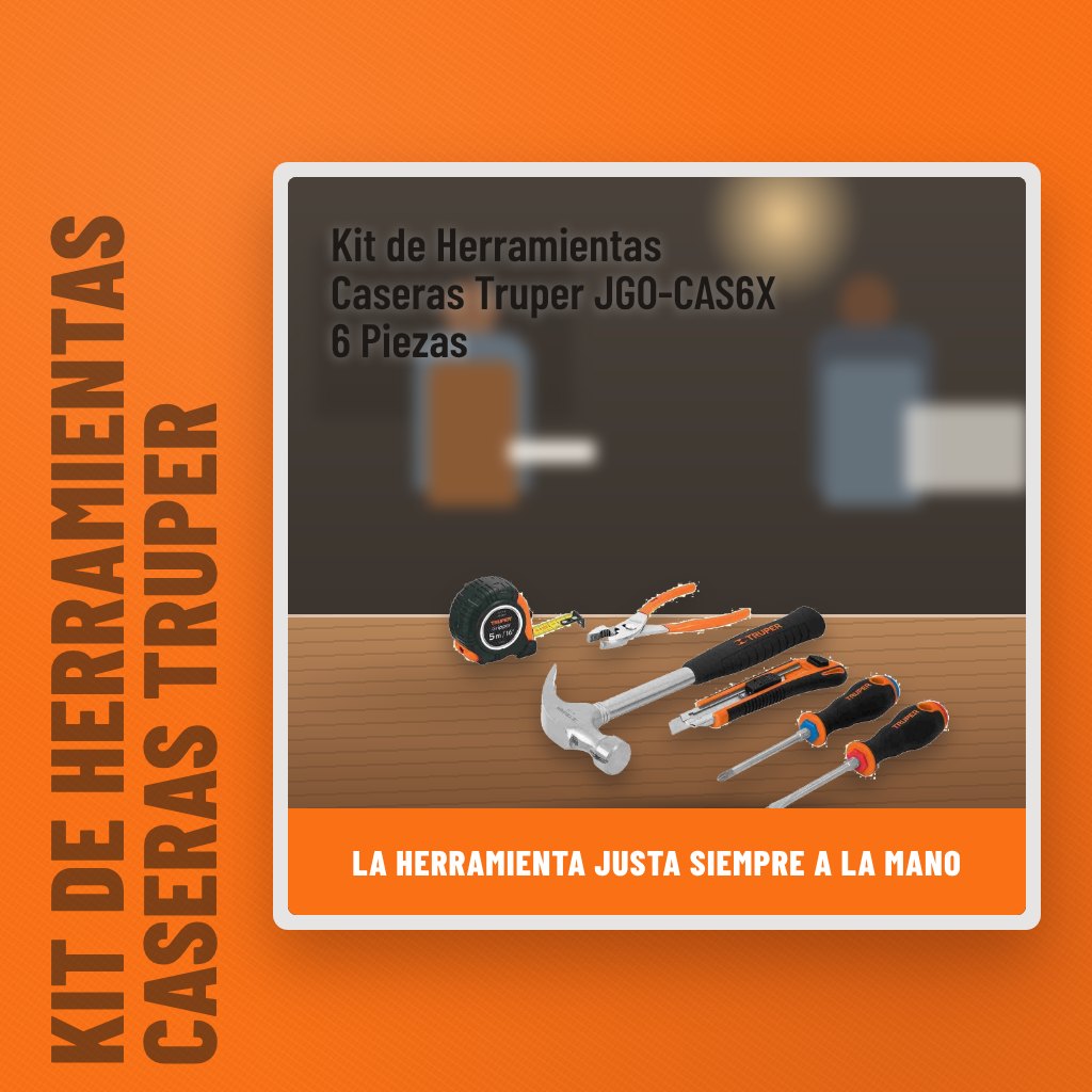 Kit de Herramientas Caseras Truper JGO-CAS6X 6 Piezas en un taller con un profesional al fondo