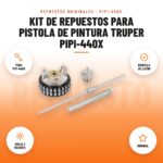 Kit de Repuestos para Pistola de Pintura Truper PIPI-440X: imagen promocional con para pipi-440x, boquilla de latón, aguja y resorte, original