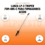 Lanza LP-3 Truper FUM-085-C para Fumigadores Acero: imagen promocional con repuesto original, acero inoxidable, fum-12 16 y 20, para fumigador