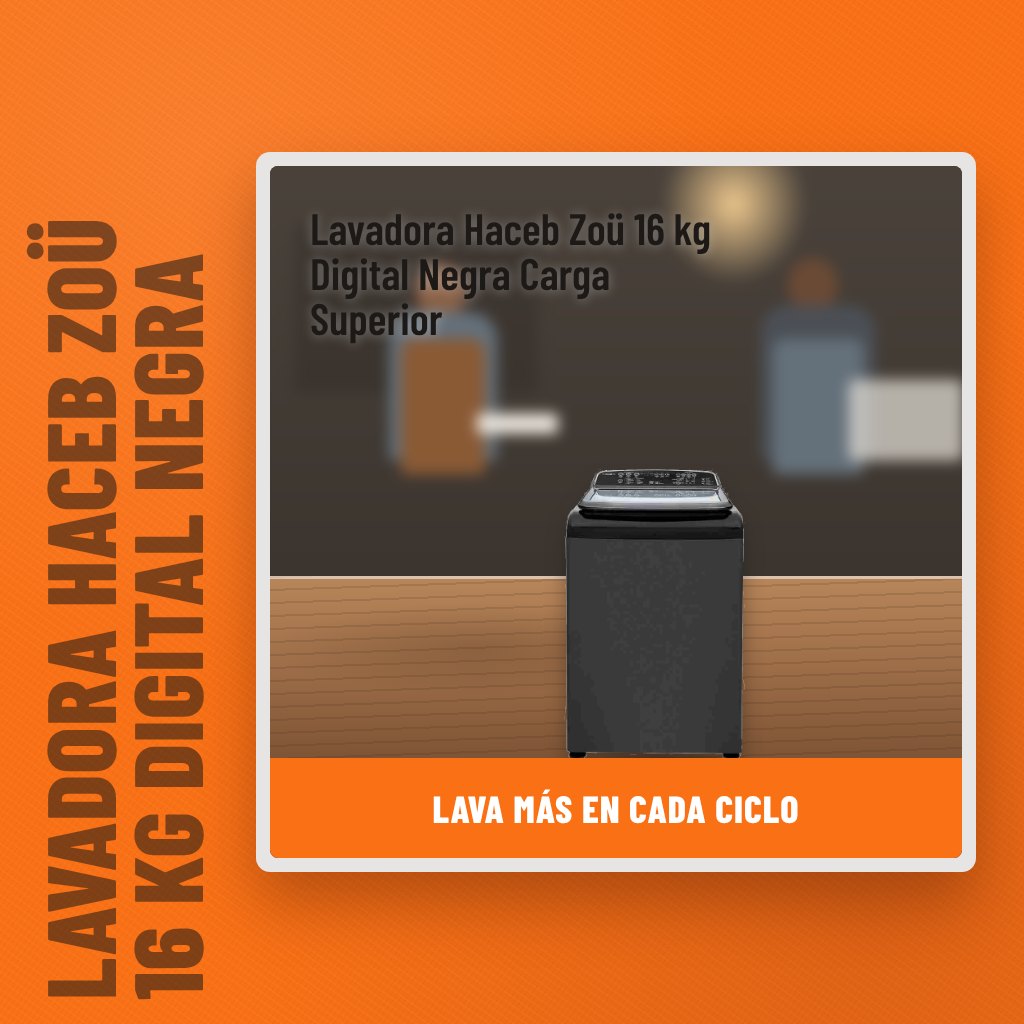 Lavadora Haceb Zoü 16 kg Digital Negra Carga Superior en un taller con un profesional al fondo