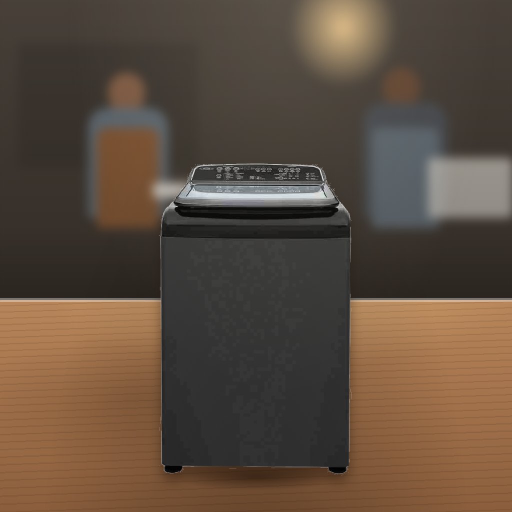 Lavadora Haceb Zoü 16 kg Digital Negra Carga Superior en un taller