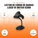 Lector de Código de Barras Láser 1D 3nStar SC050: imagen promocional con láser 1d, 100 lect. por seg., usb plug and play, resiste caídas 1,5 m