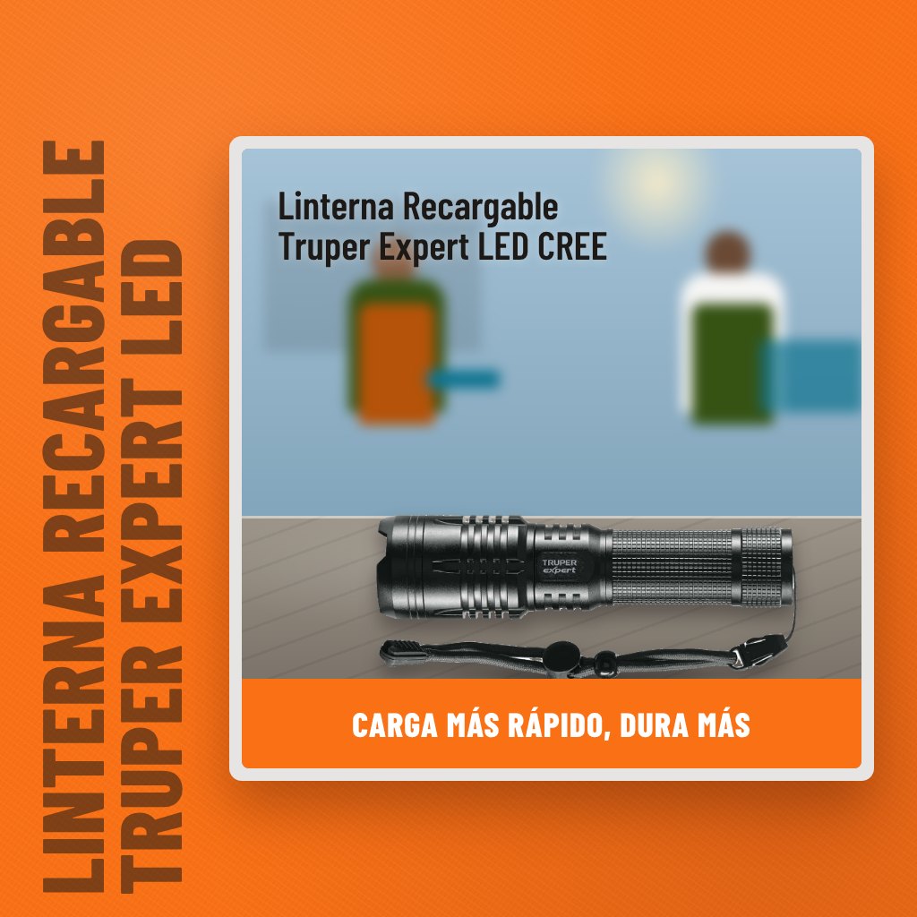 Linterna Recargable Truper Expert LED CREE en un espacio al aire libre con un profesional al fondo