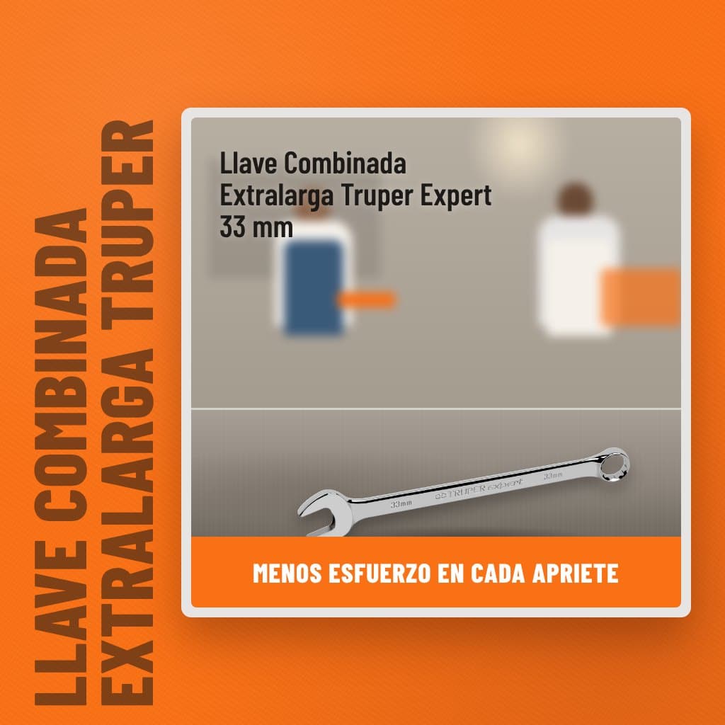 Llave Combinada Extralarga Truper Expert 33 mm en una obra con un profesional al fondo