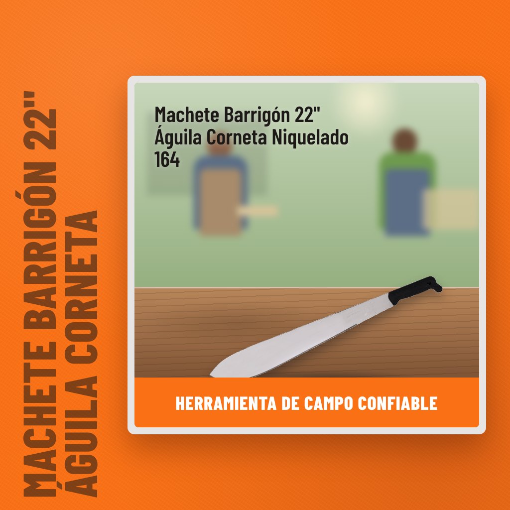 Machete Barrigón 22" Águila Corneta Niquelado 164 en la finca con un profesional al fondo