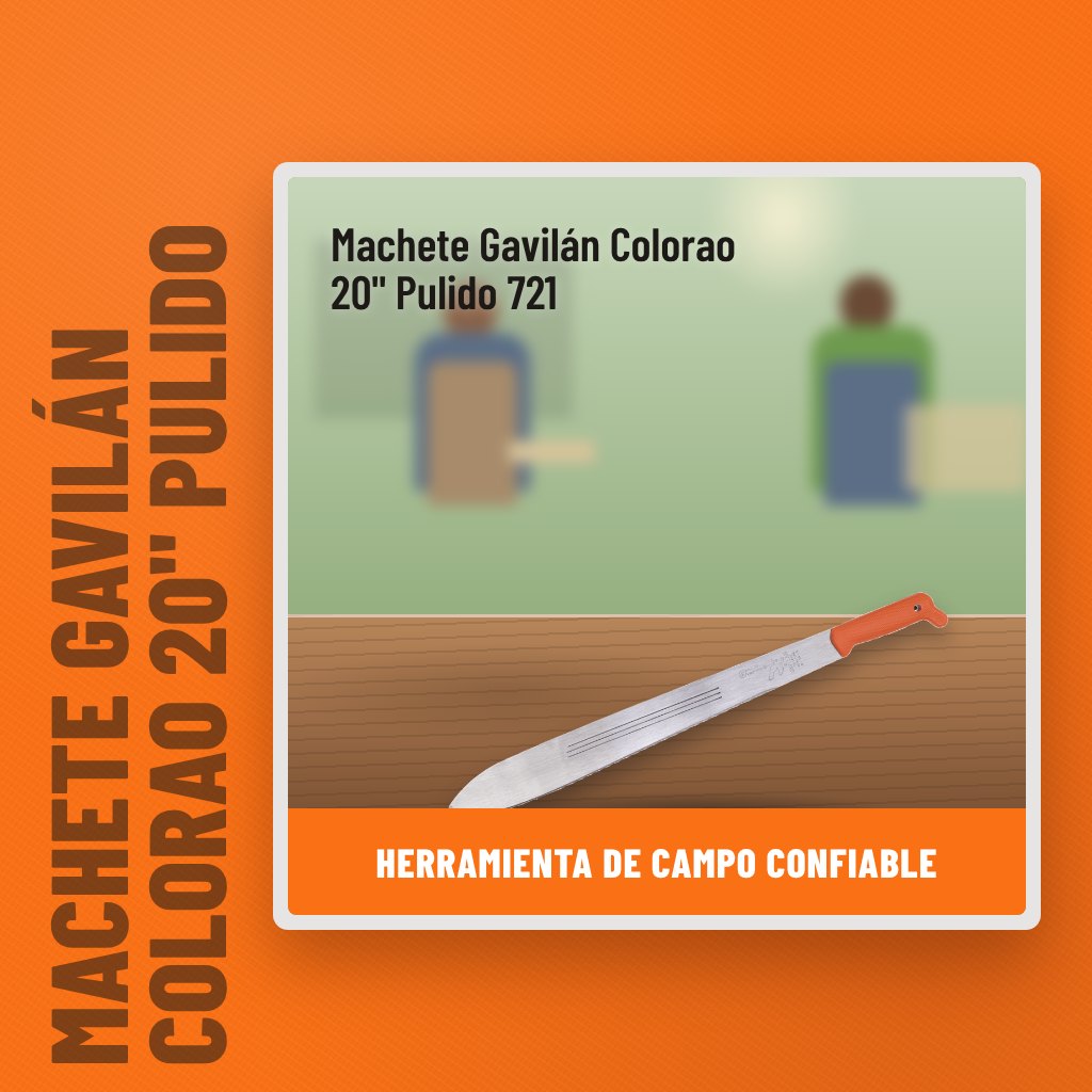 Machete Gavilán Colorao 20" Pulido 721 en la finca con un profesional al fondo