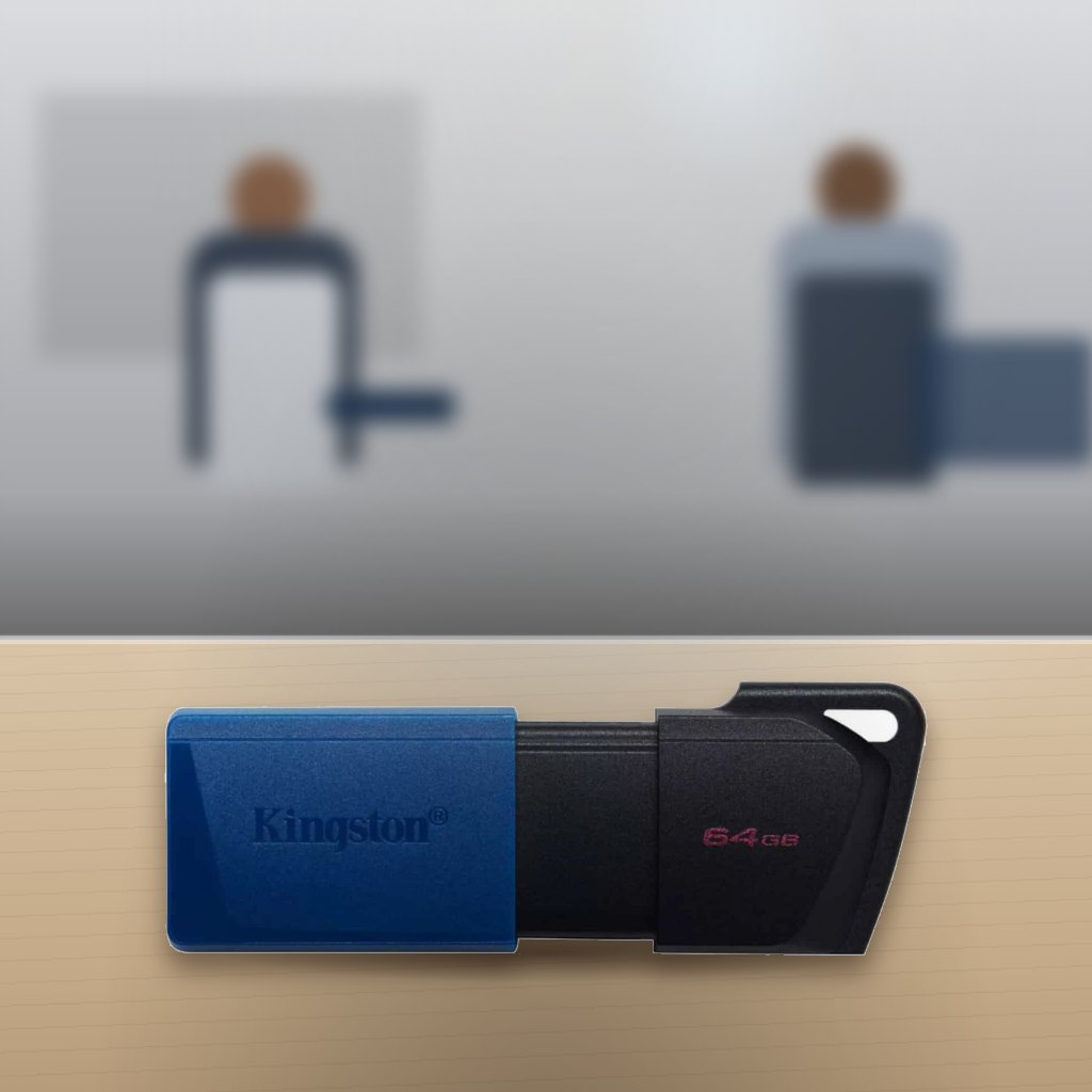 Memoria USB Kingston 64GB DataTraveler Exodia M USB 3.2 en una oficina