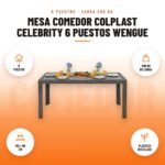 Mesa Comedor Colplast Celebrity 6 Puestos Wengue: imagen promocional con 6 puestos, 200 kg de carga, 152 × 80 cm, plástico reciclado