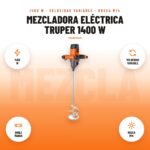 Mezcladora Eléctrica Truper 1400 W: imagen promocional con 1400 w, velocidad variable, doble mango, rosca m14