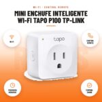 Mini Enchufe Inteligente Wi-Fi Tapo P100 TP-Link: imagen promocional con wi-fi, control remoto, programa horarios, tempori- zador
