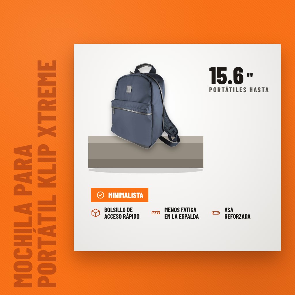 Mochila para Portátil Klip Xtreme KNB-435 Azul 15.6" sobre soporte con sus beneficios principales