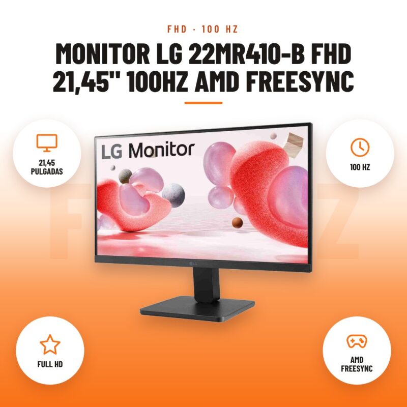 Monitor LG 22MR410-B FHD 21,45" 100Hz AMD FreeSync: imagen promocional con 21,45 pulgadas, 100 hz, full hd, amd freesync
