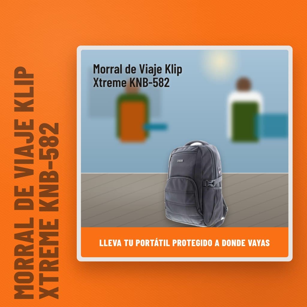 Morral de Viaje Klip Xtreme KNB-582 en un espacio al aire libre con un profesional al fondo