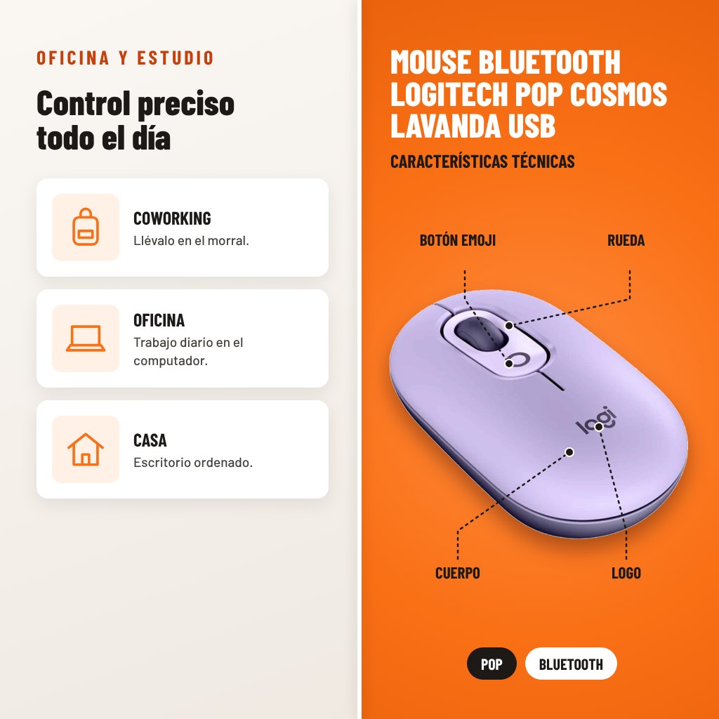 Mouse Bluetooth Logitech POP Cosmos Lavanda USB: usos y características técnicas señaladas