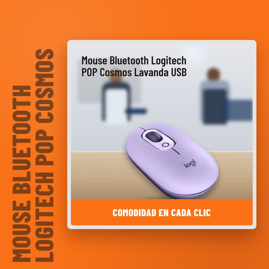 Mouse Bluetooth Logitech POP Cosmos Lavanda USB en una oficina con un profesional al fondo