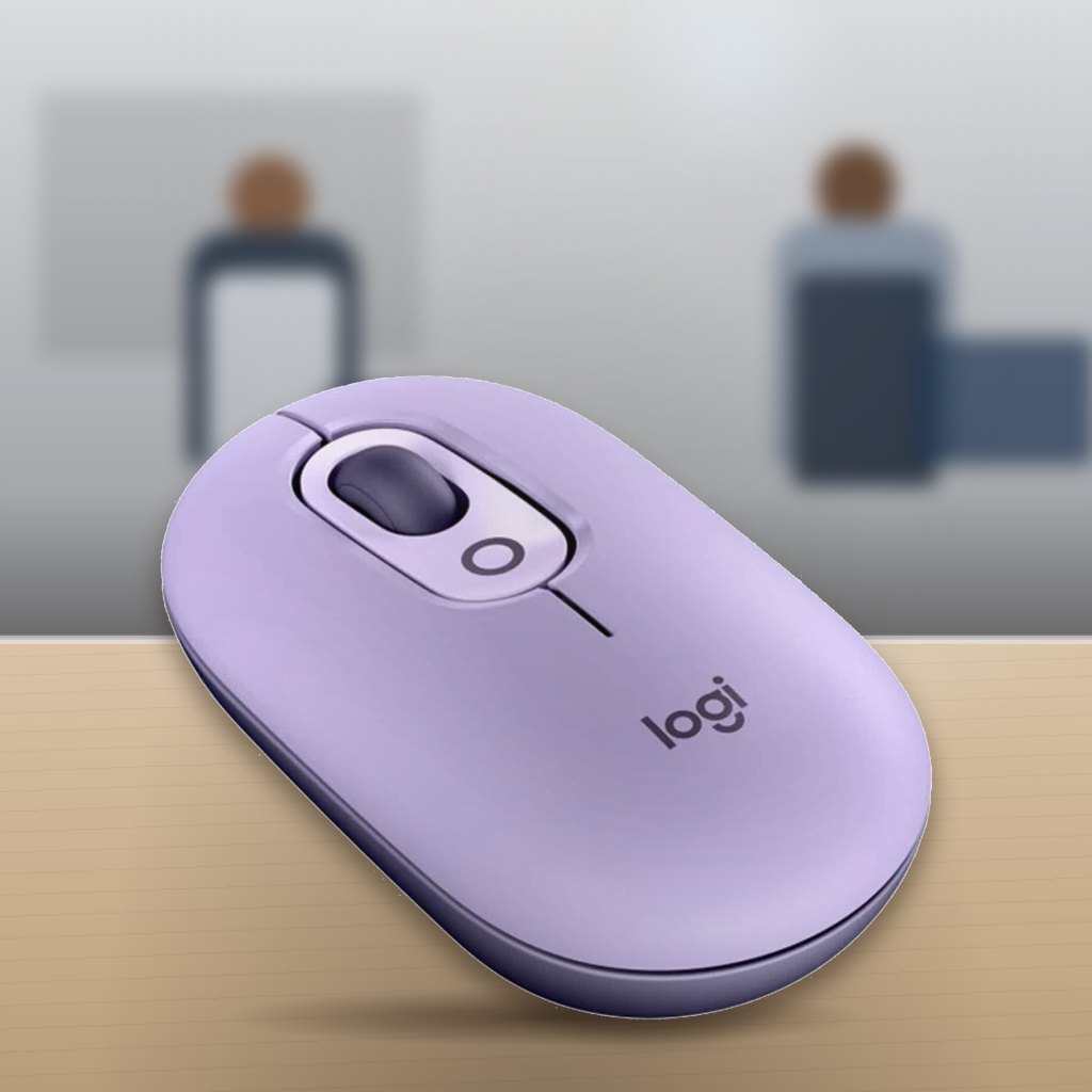 Mouse Bluetooth Logitech POP Cosmos Lavanda USB en una oficina