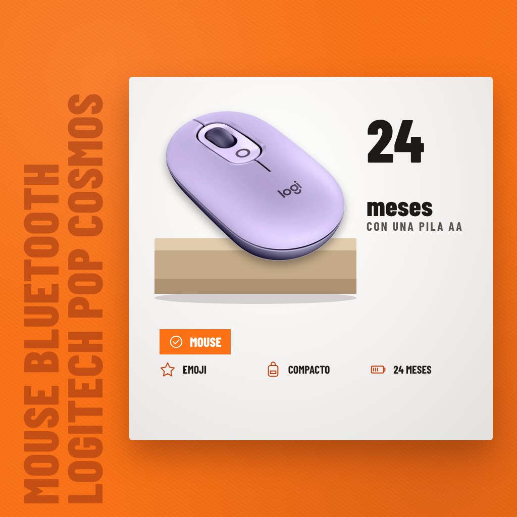 Mouse Bluetooth Logitech POP Cosmos Lavanda USB sobre soporte con sus beneficios principales