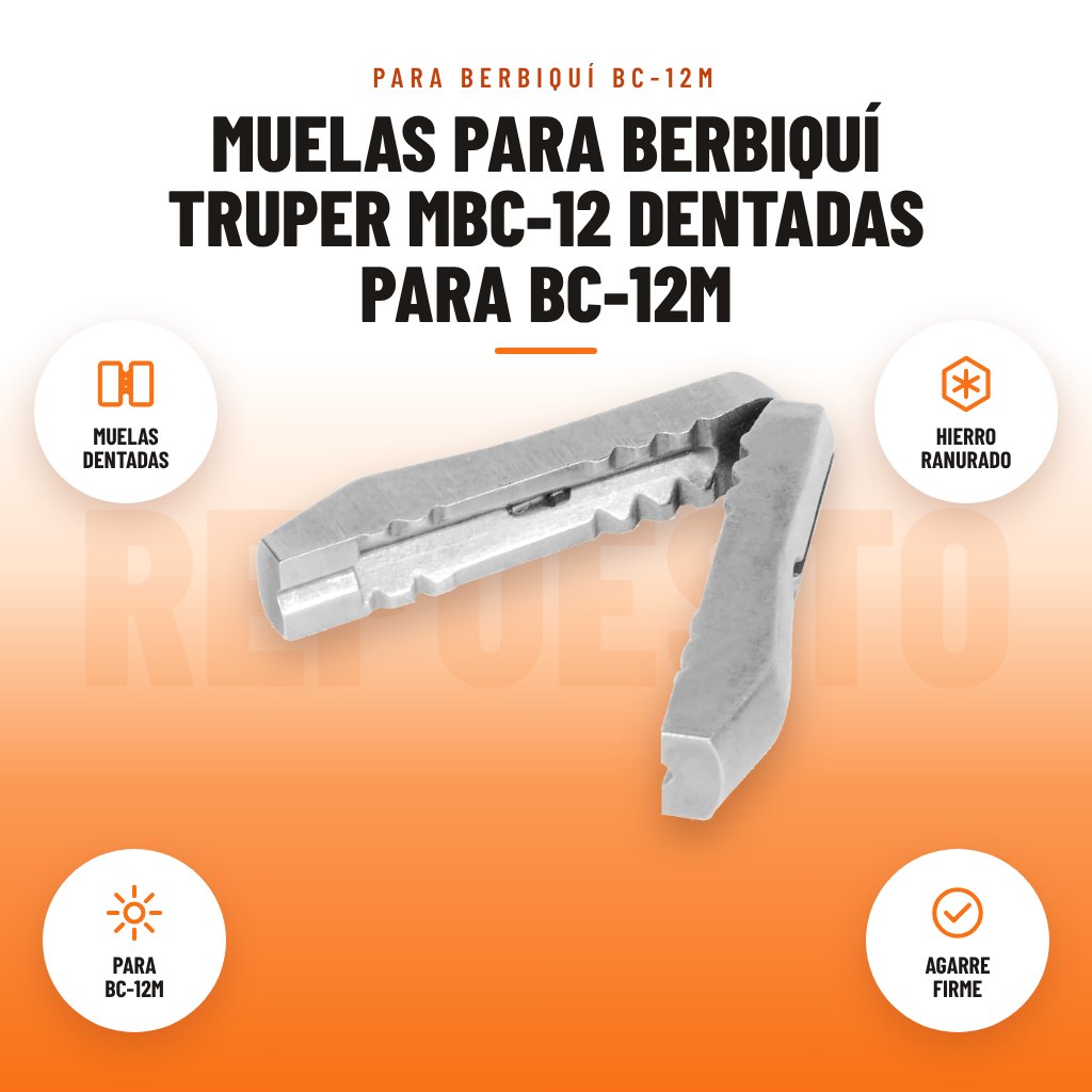 Muelas para berbiquí Truper MBC-12 dentadas para BC-12M: imagen promocional con muelas dentadas, hierro ranurado, para bc-12m, agarre firme