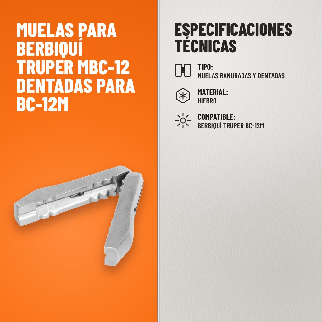 Especificaciones técnicas de Muelas para berbiquí Truper MBC-12 dentadas para BC-12M