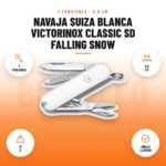 Navaja Suiza Blanca Victorinox Classic SD Falling Snow: imagen promocional con 7 funciones, 5,8 cm, 21 g, anilla llavero