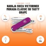 Navaja Suiza Victorinox Morada Classic SD Tasty Grape: imagen promocional con 7 funciones, 5,8 cm, 21 g, anilla llavero