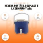 Nevera Portátil Colplast 5 L con Grifo y Asa: imagen promocional con 5 litros, grifo frontal, asa de transporte, 25 × 24 × 25 cm