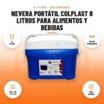 Nevera Portátil Colplast 8 Litros para Alimentos y Bebidas: imagen promocional con 8 litros, asa de transporte, 26.8 × 36 × 21.7 cm, tapa segura