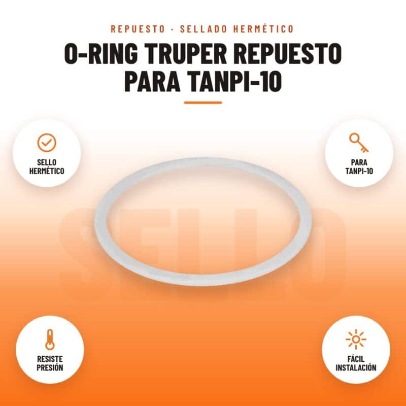 O-Ring Truper Repuesto para TANPI-10: imagen promocional con sello hermético, para tanpi-10, resiste presión, fácil instalación