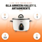 Olla Arrocera Kalley 1 L Antiadherente: imagen promocional con 1 litro, 350 w, mantiene caliente, modo vapor
