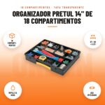 Organizador Pretul 14" de 18 Compartimentos: imagen promocional con 18 comparti- mentos, 37 × 28 × 6 cm, repele el agua, asa integrada