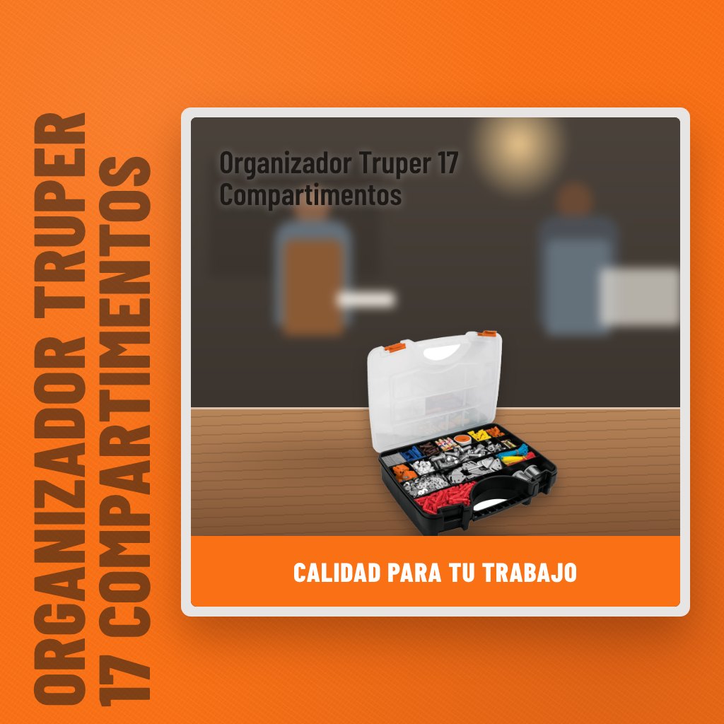 Organizador Truper 17 Compartimentos en un taller con un profesional al fondo