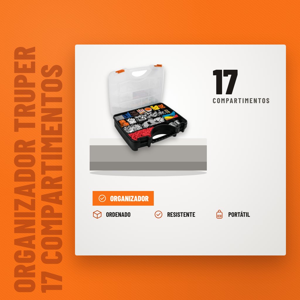 Organizador Truper 17 Compartimentos sobre soporte con sus beneficios principales