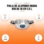 Paila de Aluminio Onava N18 de 18 cm 1.5 L: imagen promocional con 18 cm, 1,5 litros, aluminio, 0,5 kg