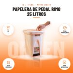 Papelera de Pedal Rimo 25 Litros: imagen promocional con 25 l, pedal manos libres, balde removible, tapa automática