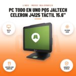 PC Todo en Uno POS Jaltech Celeron J4125 Táctil 15.6": imagen promocional con táctil 15.6", celeron j4125, 4gb ddr4 ram 128gb ssd, garantía 12 meses