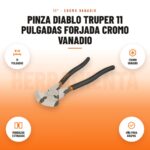 Pinza Diablo Truper 11 Pulgadas Forjada Cromo Vanadio: imagen promocional con 11 pulgadas, cromo vanadio, mordazas estriadas, uña para grapas