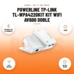 Powerline TP-Link TL-WPA4220KIT Kit WiFi AV600 Doble: imagen promocional con internet por la corriente, av600, wi-fi 300 mbps, un solo botón