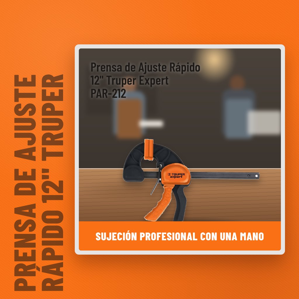 Prensa de Ajuste Rápido 12" Truper Expert PAR-212 en un taller con un profesional al fondo