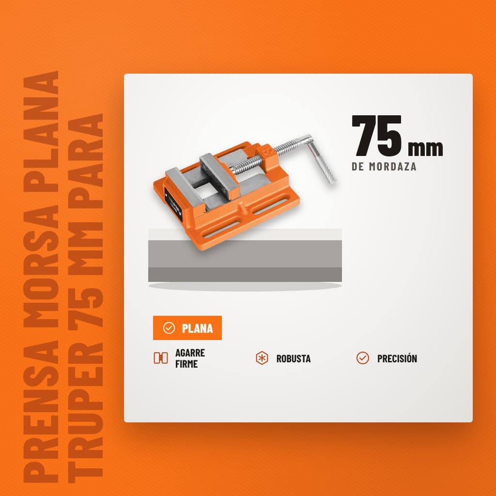 Prensa Morsa Plana Truper 75 mm para Taladro sobre soporte con sus beneficios principales