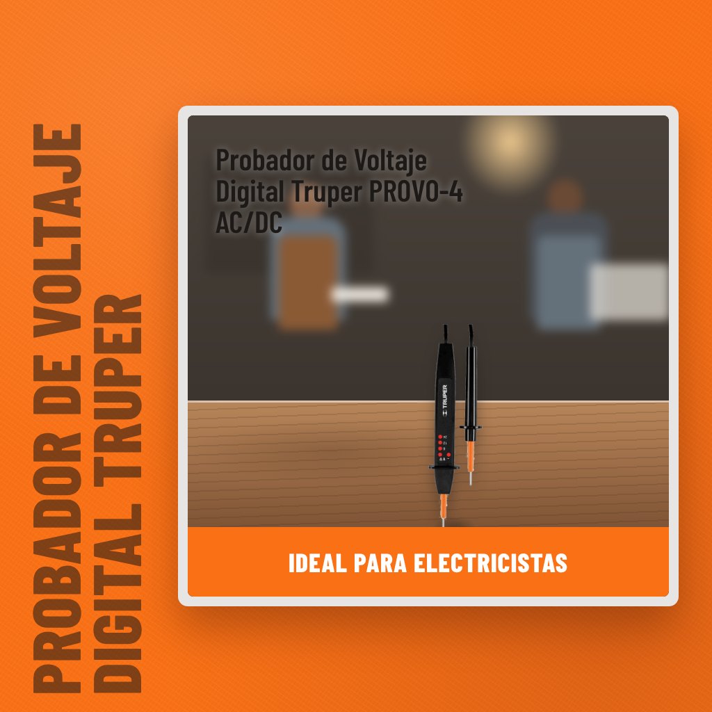 Probador de Voltaje Digital Truper PROVO-4 AC/DC en un taller con un profesional al fondo