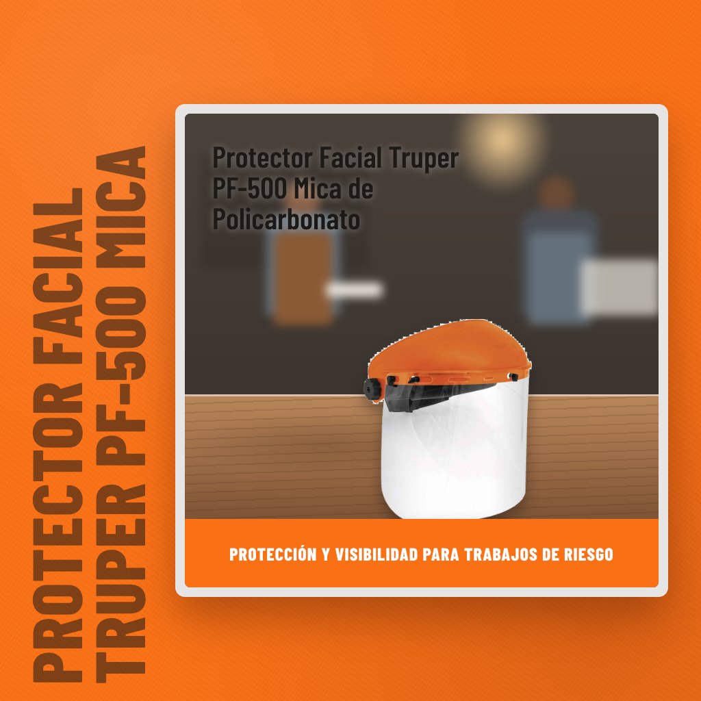 Protector Facial Truper PF-500 Mica de Policarbonato en un taller con un profesional al fondo